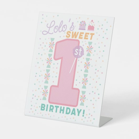 Sweet One First Birthday pedestal sign Sockelschild (Vorderseite)