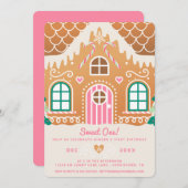 Sweet One First Birthday Pink Gingerbrot Einladung (Vorne/Hinten)