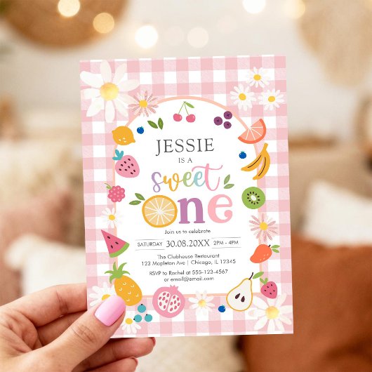 Sweet One Fruit 1st Birthday Invitation Einladung