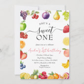Sweet One Fruit Themed Girls 1. Geburtstag Einladung (Vorderseite)