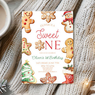 Sweet One Gingerbread Cookie 1st Birthday Party Einladung