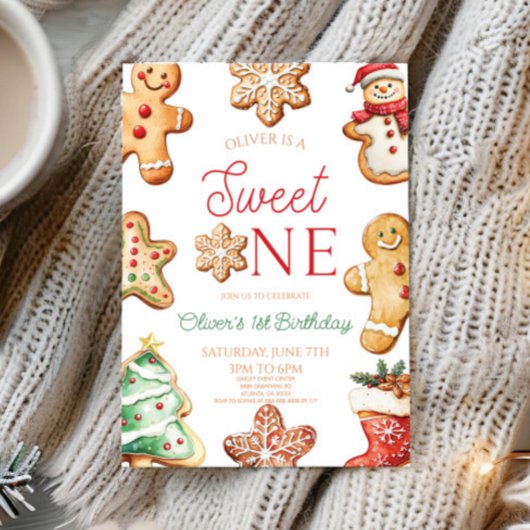 Sweet One Gingerbread Cookie 1st Birthday Party Einladung