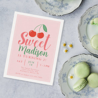 Sweet One Girl Birthday Einladung Cherry Sommer