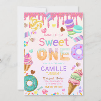 Sweet One Girl Birthday invitation Einladung