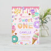 Sweet One Girl Birthday invitation Einladung (Stehend Vorderseite)