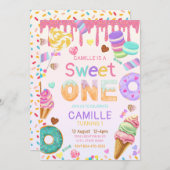 Sweet One Girl Birthday invitation Einladung (Vorne/Hinten)