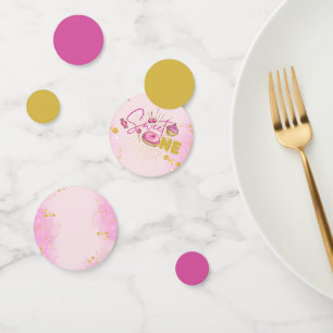 Sweet One Girl's 1st Birthday Pink Gold Desserts Konfetti