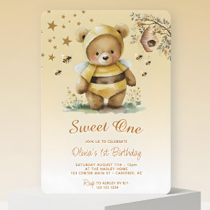 Sweet One Honey Bear Girl 1. Geburtstag Einladung