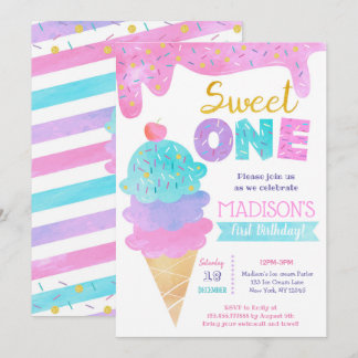 Sweet One Ice Cream Erster Geburtstag Einladungen