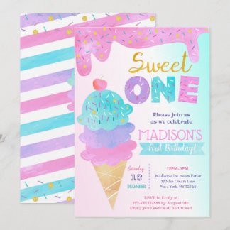Sweet One Ice Cream Erster Geburtstag Einladungen