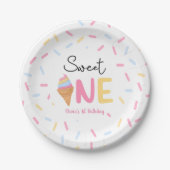 Sweet One Ice Cream First 1st Birthday Party Pappteller (Vorderseite)