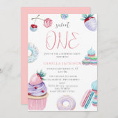 Sweet One Ice Cream First Birthday Baby Girl Einladung (Vorne/Hinten)