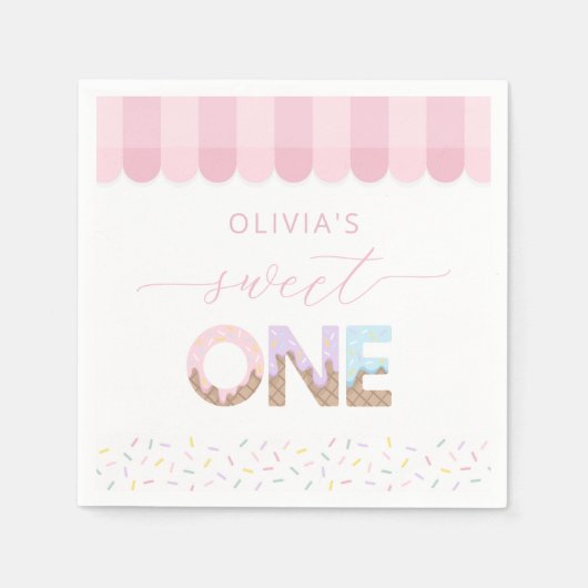 Sweet One Ice Cream Geburtstag Napkins Serviette (Vorderseite)
