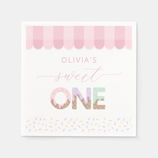 Sweet One Ice Cream Geburtstag Napkins Serviette (Vorderseite)