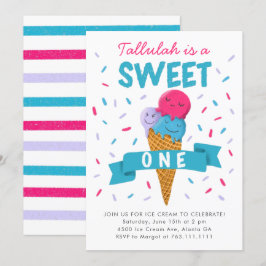 Sweet One Ice Cream Kinder 1. Geburtstag Party Einladung