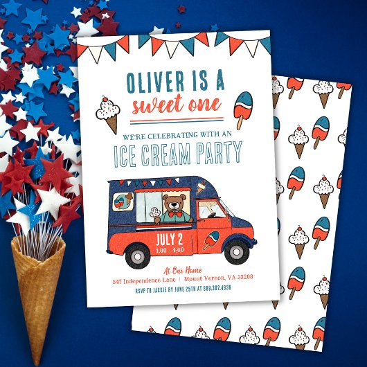 Sweet One Ice Cream Party 1. Geburtstag Einladung