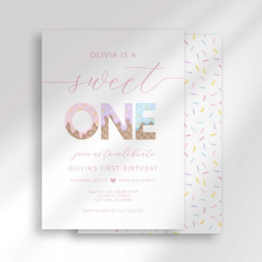 Sweet One Ice Cream Party Einladung