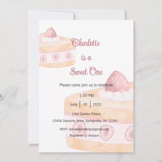 Sweet One Invitation, Dessert One Party Einladung (Vorderseite)