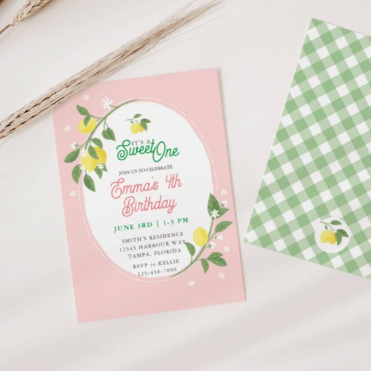 Sweet One Lemon & Floral Themenparty zum Geburtsta Einladung