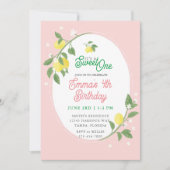 Sweet One Lemon & Floral Themenparty zum Geburtsta Einladung (Vorderseite)