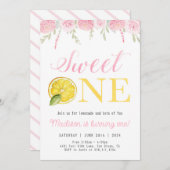Sweet One Lemonade Birthday Girl Party Einladung (Vorne/Hinten)