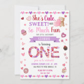 Sweet One Lila 1. Geburtstag Valentine Einladung (Vorderseite)