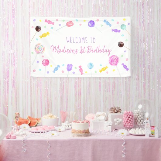 Sweet One Lollipop Candy Birthday Banner (Party)