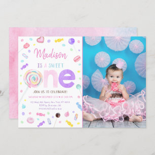 Sweet One Lollipop Candy Erster Geburtstag Einladung