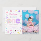 Sweet One Lollipop Candy Erster Geburtstag Einladung (Vorderseite)