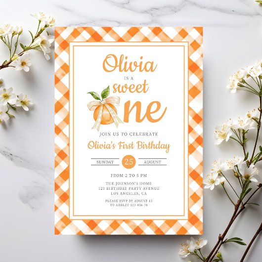 Sweet One Orange Citrus 1st Birthday Einladung