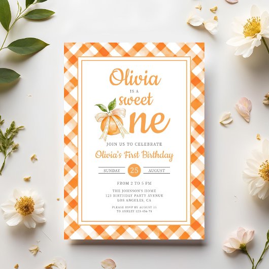 Sweet One Orange Citrus 1st Birthday Einladung
