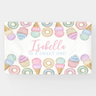 Sweet One Pastel 1. Geburtstag Party Hintergrund Banner