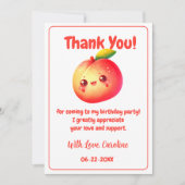 Sweet One Peach Birthday Thank You Dankeskarte (Vorderseite)