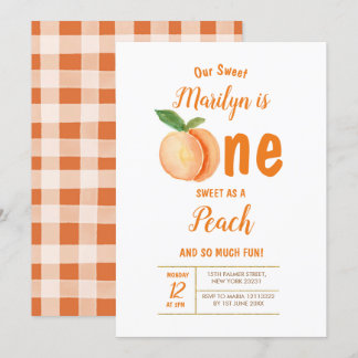 Sweet One Peach Erster Geburtstag Einladung