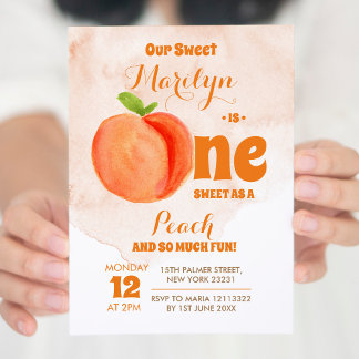 Sweet One Peach Erster Geburtstag Einladung
