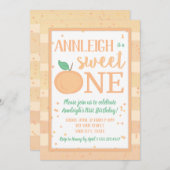 Sweet One Peach Theme Girls First Birthday Einladung (Vorne/Hinten)
