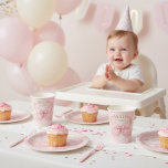 Sweet One Pink Butterfly 1st Birthday Girl  Pappteller<br><div class="desc">Make your little girl’s celebration extra special with these elegant Sweet One Pink Butterfly 1st Birthday Paper Plates. Featuring a delicate blush pastel background, a soft pink butterfly with a satin bow, subtle pearl accents, and a thin gold circle frame, these plates add a charming and premium touch to your...</div>