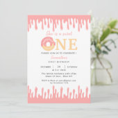 Sweet One Pink Donut 1. Geburtstag Einladung (Stehend Vorderseite)