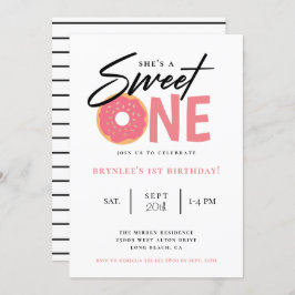 Sweet One Pink Donut 1. Geburtstag Party Einladung