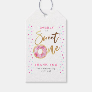 Sweet One Pink Donut Geburtstagsparty Gift Tags Geschenkanhänger