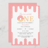 Sweet One Pink Donut Girl 1. Geburtstag Einladung (Vorne/Hinten)