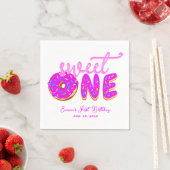Sweet One Pink Donut Girl Erstgeburt Sprinklen Serviette (Beispiel)