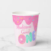 Sweet One Pink Frosting Girl's First Birthday Pappbecher (Rückseite)