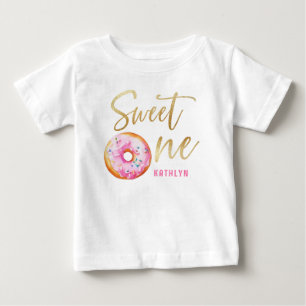 Sweet One Pink Gold Donut Girl Geburtstag Baby T-shirt