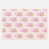 Sweet One Pink Imitate Gold Glitzer Desserts Süßig Geschenkpapier Set (Vorderseite)