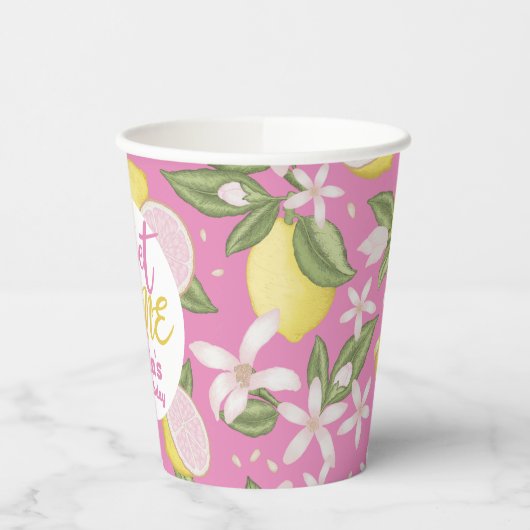 Sweet One Pink Lemon Birthday Party Paper Cups Pappbecher (Links)