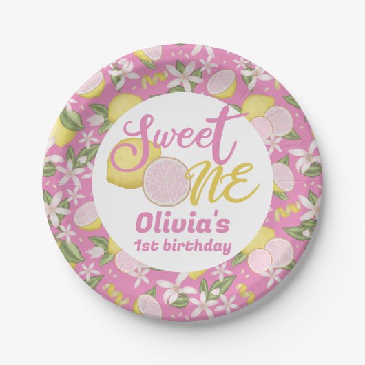 Sweet One Pink Lemon Birthday Party Paper Teller (Vorderseite)