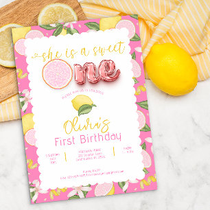Sweet One Pink Lemonade 1. Geburtstag Einladung
