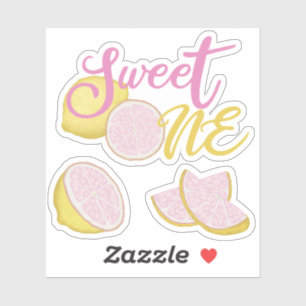 Sweet One Pink Lemonade Birthday Stickers Aufkleber