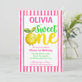 Sweet one pink lemonade Geburtstagsparty Einladung (Stehend Vorderseite)